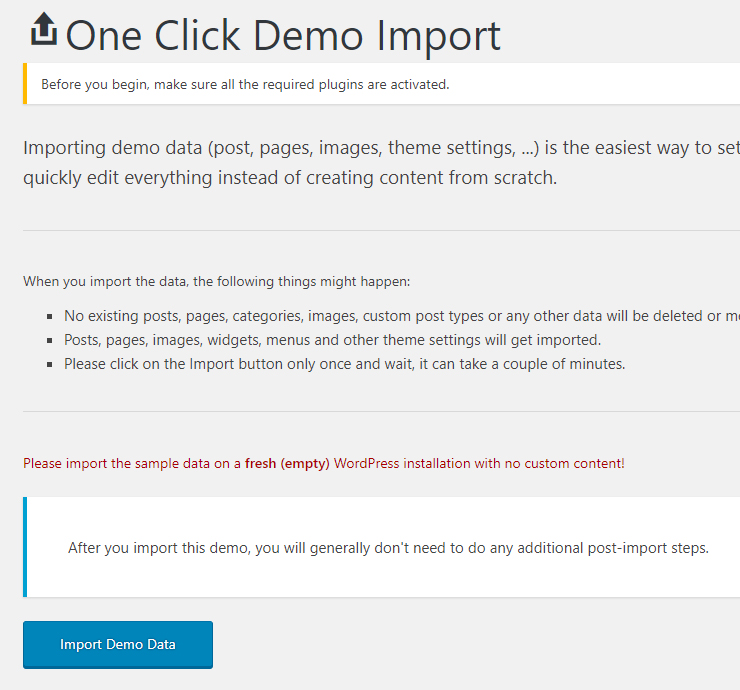 Predefined demo import