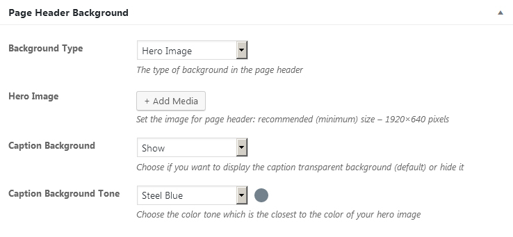 Page header background meta box