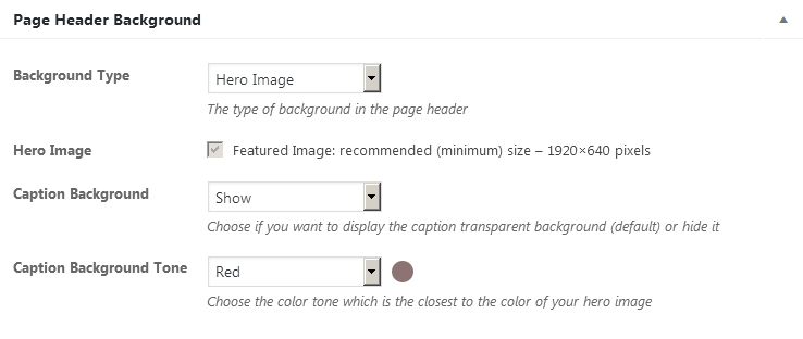 Page header background meta box
