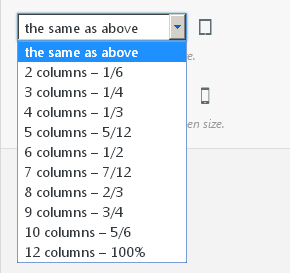 Page Builder - cell width dropdown