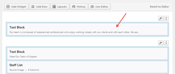 Page Builder - one-column first row