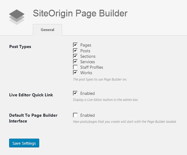 Page Builder settings