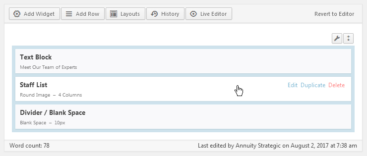 Page Builder - Widget panel options