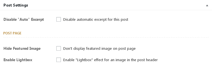 Post settings meta box