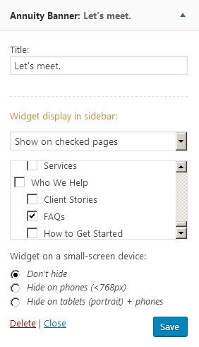 Widget display feature