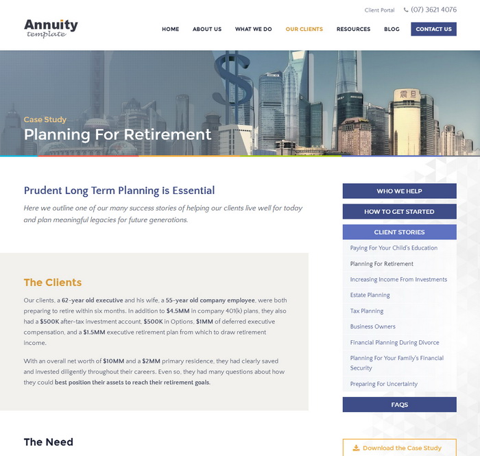 Case Study - Planning For Retirement