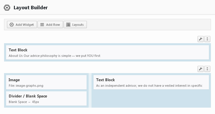 Page Builder - Layout Builder dialog