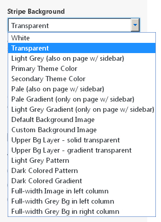 Page Builder - stripe background dropdown