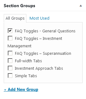 Section groups meta box