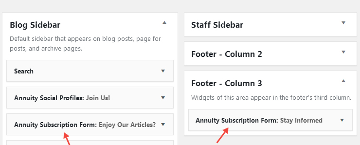 Subscription Form widget