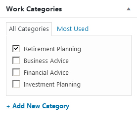 Work categories meta box