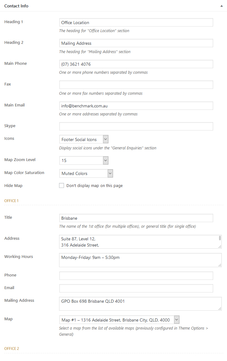 Contact info meta box