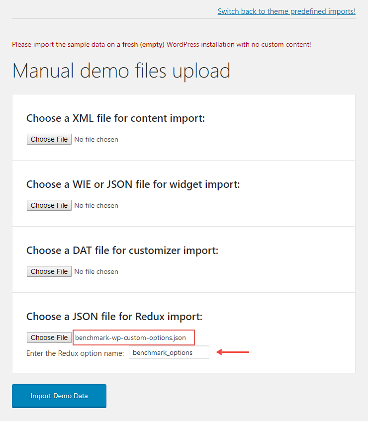 Manual demo import