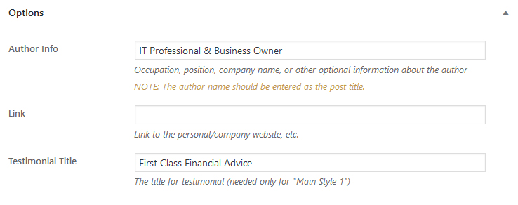 Options meta box