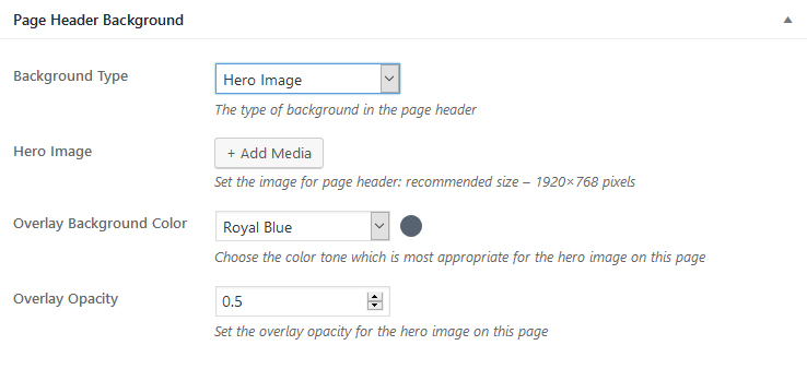 Page header content meta box
