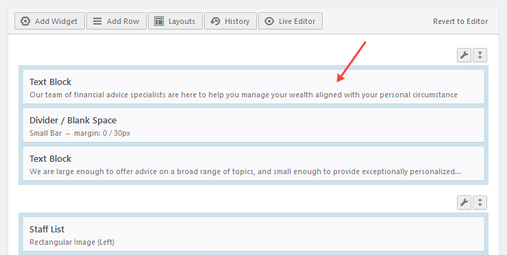Page Builder - one-column first row