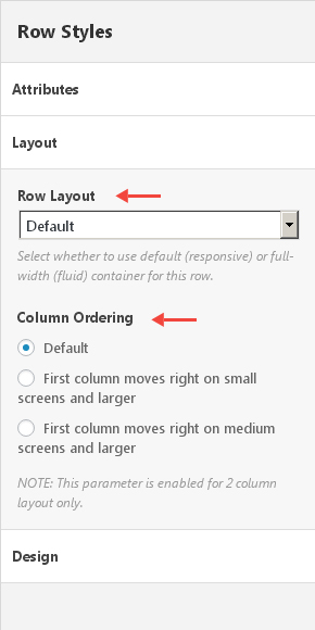 Page Builder - row layout