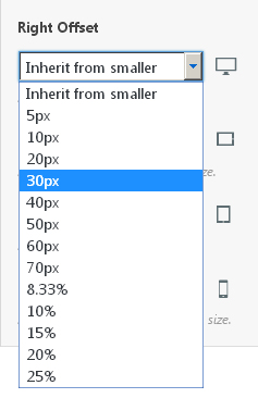 Page Builder - widget offset dropdown