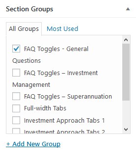 Section groups meta box