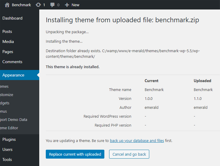 Updating the theme - WordPress 5.5