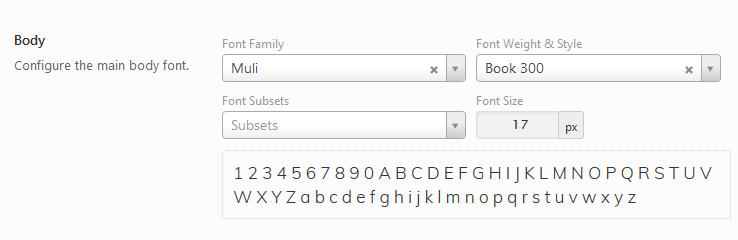 Theme options - typography