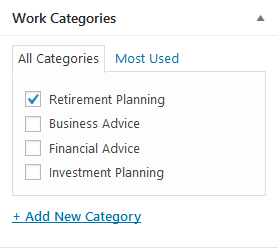 Work categories meta box