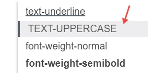 Styles menu - text uppercase