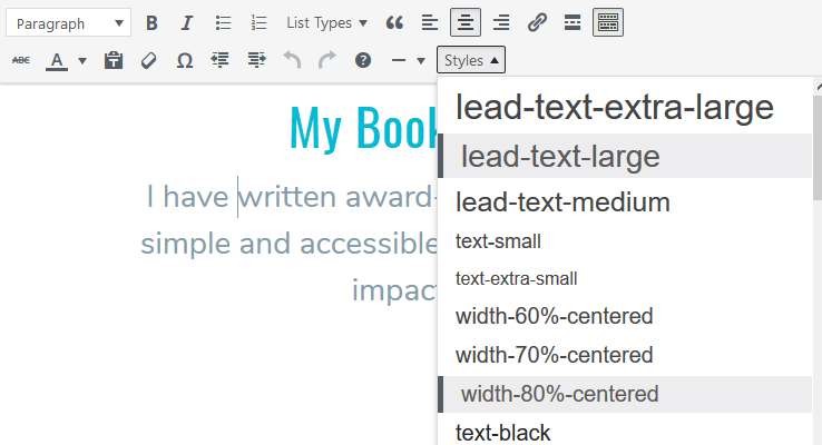 Custom styles 1 - Styles dropdown menu