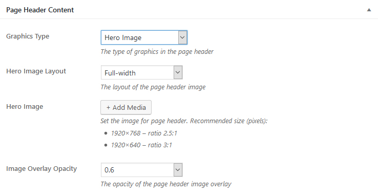 Page header content meta box
