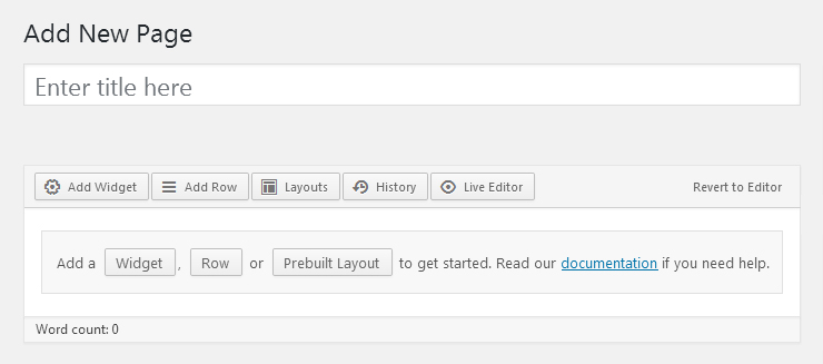 Page Builder - add new page