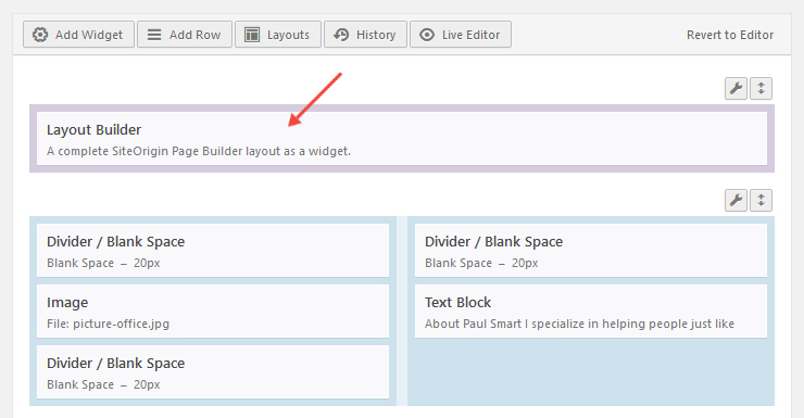 Page Builder - Layout Builder widget
