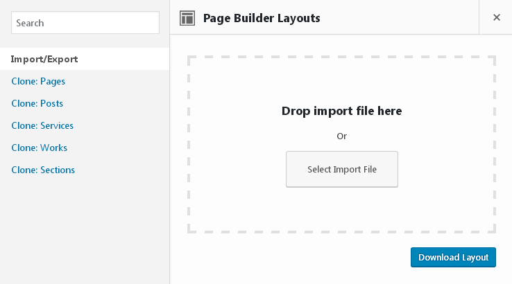 Page Builder - Layouts dialog