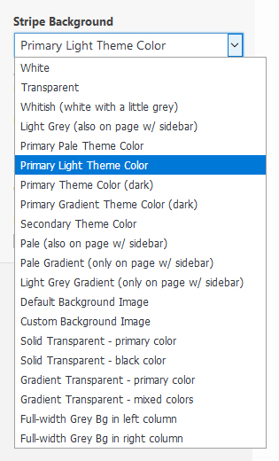 Page Builder - stripe background dropdown