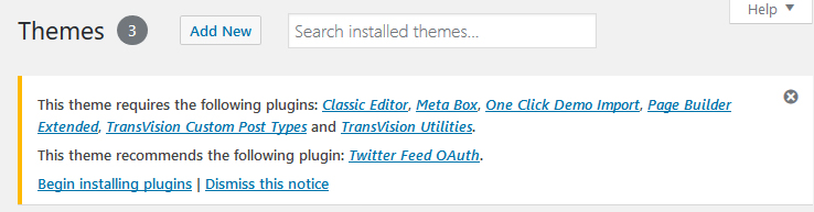 Required and recommended plugins
