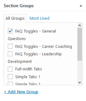Section groups meta box