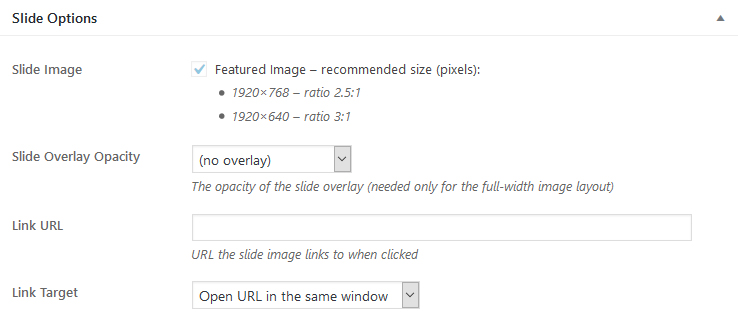 Slide options meta box